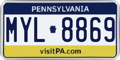 PA license plate MYL8869