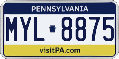 PA license plate MYL8875