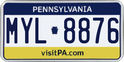 PA license plate MYL8876