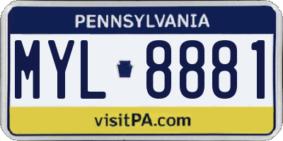 PA license plate MYL8881