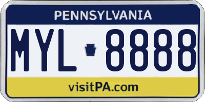 PA license plate MYL8888