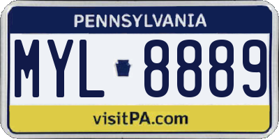 PA license plate MYL8889