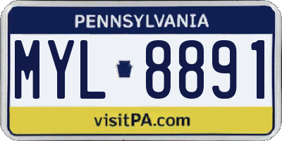 PA license plate MYL8891