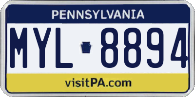 PA license plate MYL8894