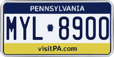 PA license plate MYL8900
