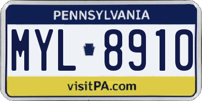 PA license plate MYL8910