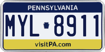 PA license plate MYL8911