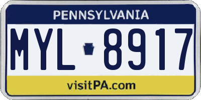 PA license plate MYL8917
