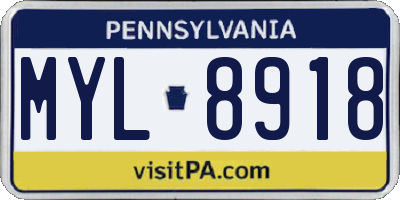 PA license plate MYL8918
