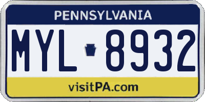 PA license plate MYL8932