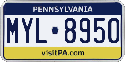 PA license plate MYL8950