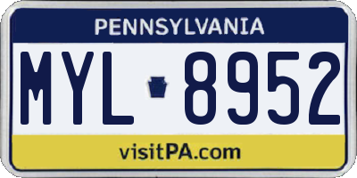 PA license plate MYL8952