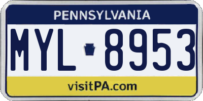 PA license plate MYL8953
