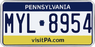 PA license plate MYL8954
