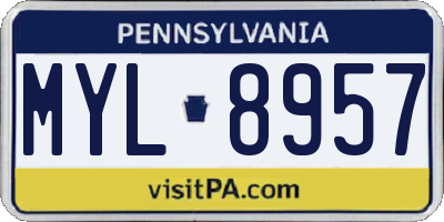 PA license plate MYL8957
