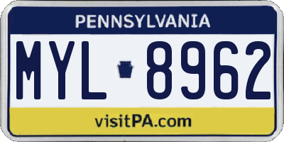 PA license plate MYL8962