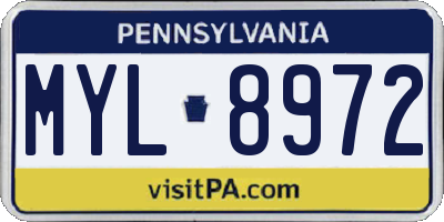PA license plate MYL8972