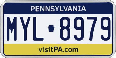 PA license plate MYL8979
