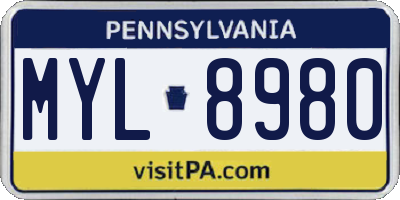 PA license plate MYL8980
