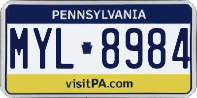 PA license plate MYL8984
