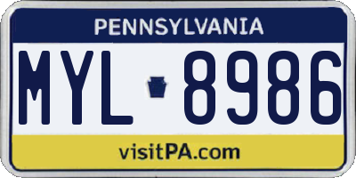 PA license plate MYL8986