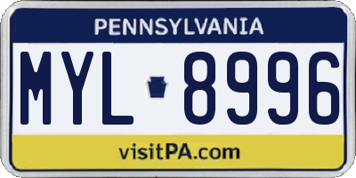 PA license plate MYL8996