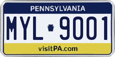 PA license plate MYL9001