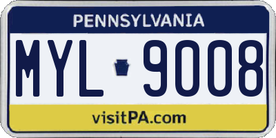 PA license plate MYL9008
