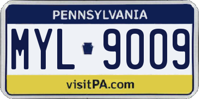 PA license plate MYL9009