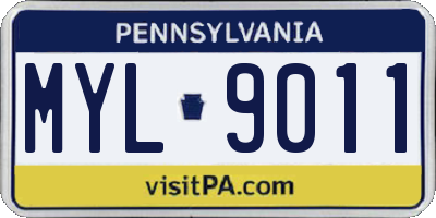 PA license plate MYL9011
