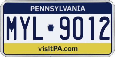 PA license plate MYL9012