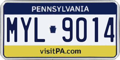 PA license plate MYL9014