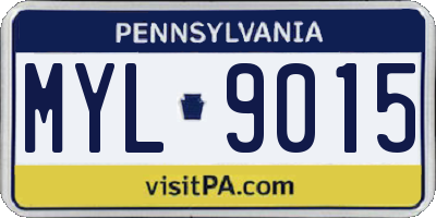 PA license plate MYL9015