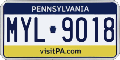 PA license plate MYL9018