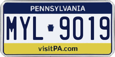 PA license plate MYL9019