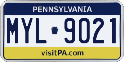PA license plate MYL9021