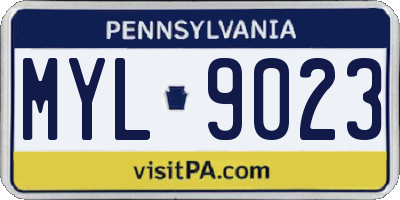 PA license plate MYL9023