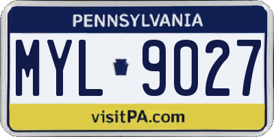 PA license plate MYL9027