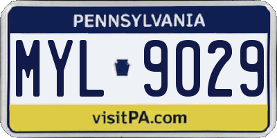 PA license plate MYL9029