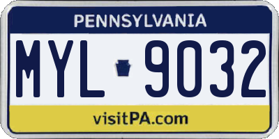 PA license plate MYL9032