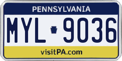 PA license plate MYL9036