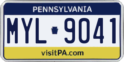 PA license plate MYL9041