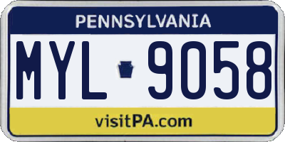 PA license plate MYL9058