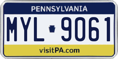 PA license plate MYL9061
