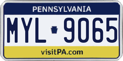 PA license plate MYL9065