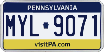 PA license plate MYL9071