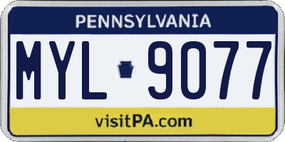 PA license plate MYL9077
