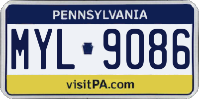 PA license plate MYL9086