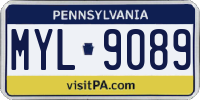 PA license plate MYL9089