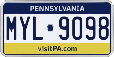 PA license plate MYL9098